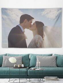 1 块可定制的个性化背景布，带有照片和文字，适用于生日、婚礼、万圣节、圣诞节、派对、父亲节/母亲节、家居装饰、卧室美学、房间旗帜、房间装饰、壁挂 - 彩色 - 查看 5