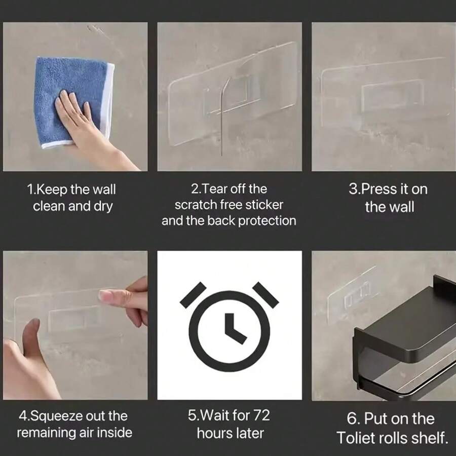 EasyInstall Toilet Paper Holder WallMounted, NoPunch, Roll