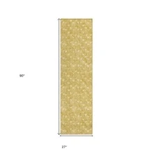8' Runner Gold Geometric Washable Non Skid Indoor Outdoor Runner Rug
