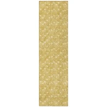 8' Runner Gold Geometric Washable Non Skid Indoor Outdoor Runner Rug