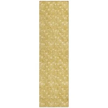 8' Runner Gold Geometric Washable Non Skid Indoor Outdoor Runner Rug