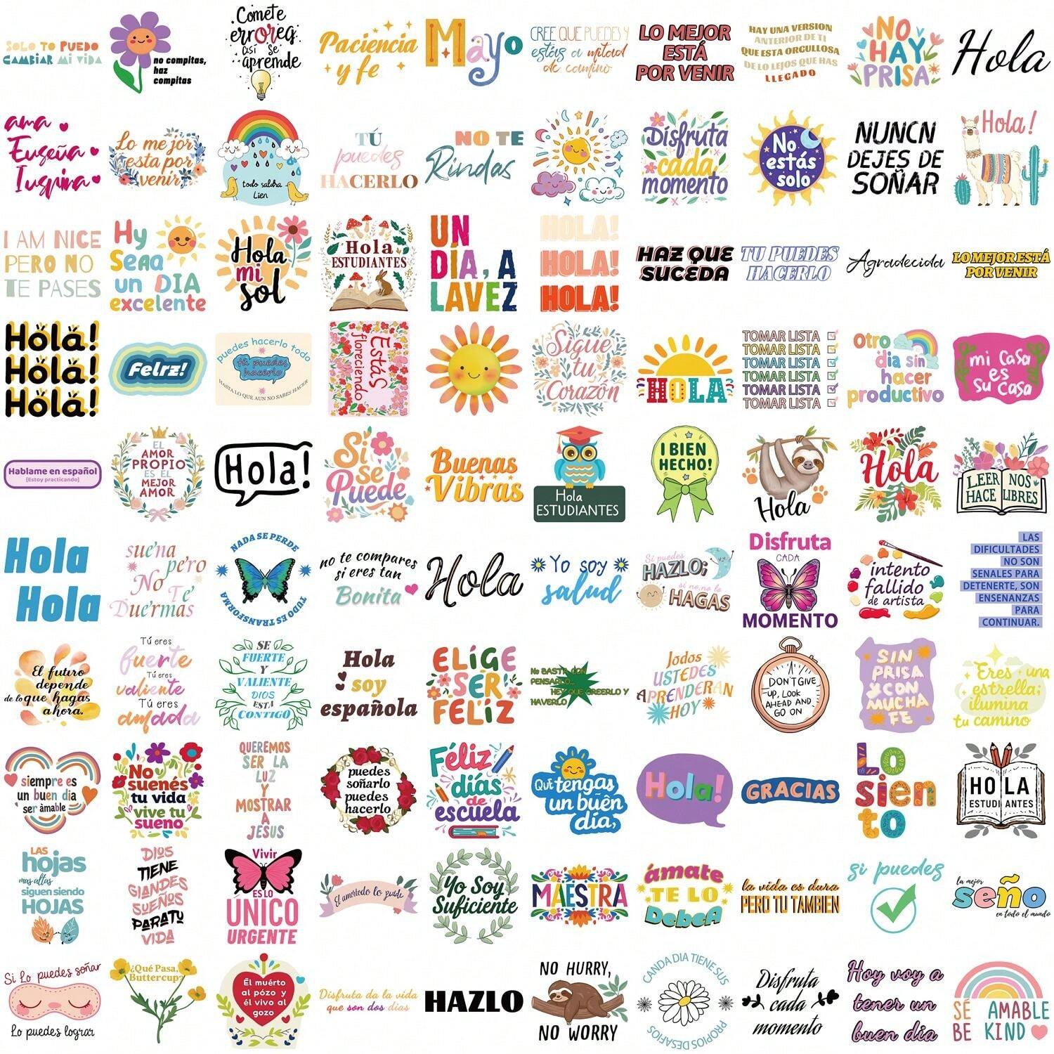 100PCS Spanish Motivational Stickers Vinyl Aesthetics Stickers For