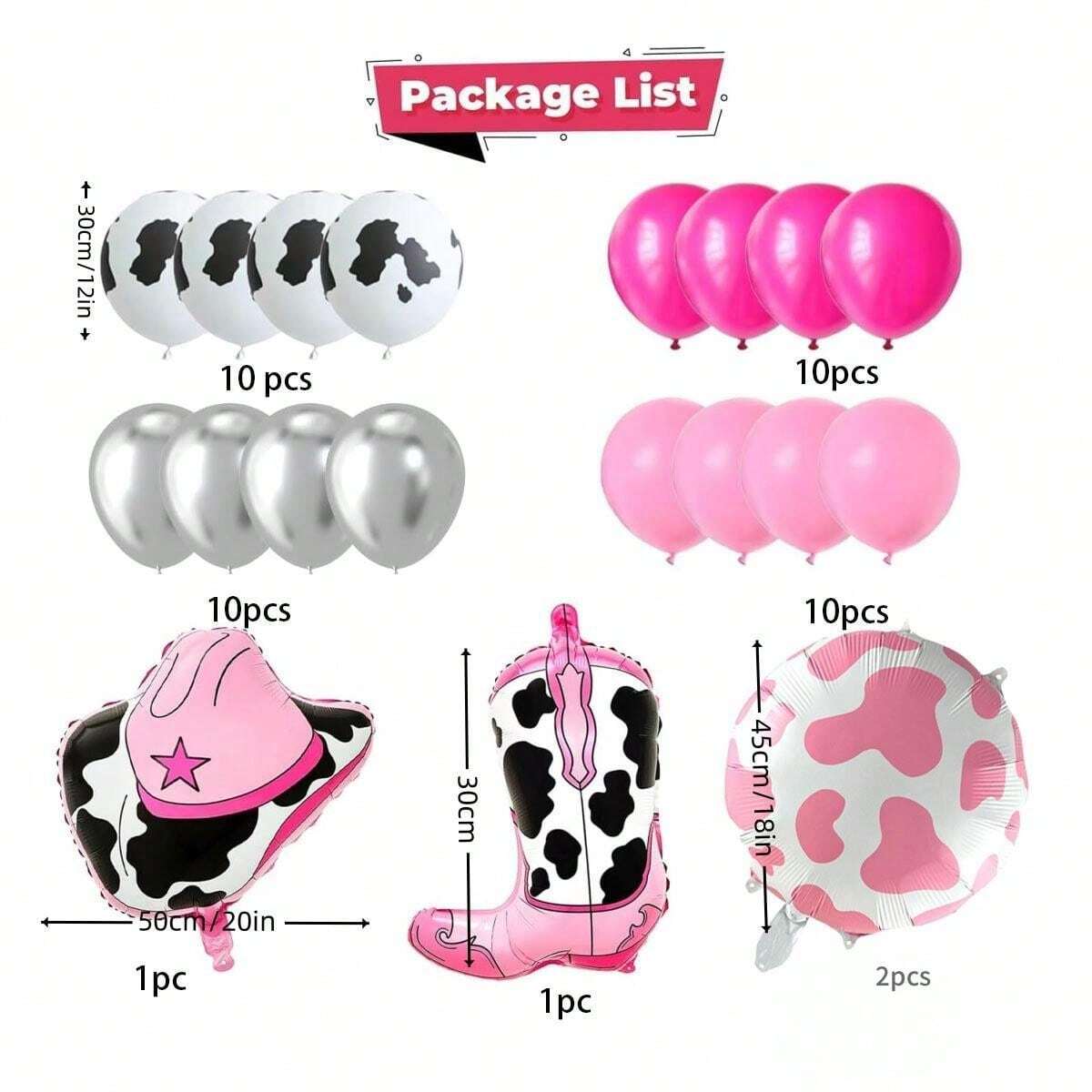 44pcs Cowgirl Theme Party Decorations Cow Print Metallic Silver Rose