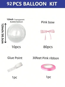 1set White Pink Latex Balloon With Pink Bow, Internet Celebrity Outdoor Photo, Bow Decoration, Valentine's Day, Family Birthday Party, Wedding