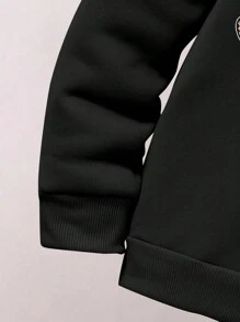 Bộ áo hoodie ấm áp in chữ thường và quần thể thao cho bé gái tuổi mới lớn, dành cho mùa thu/đông - màu đen - Xem 4