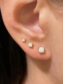 Boucles d'oreilles à tige en argent sterling 925 avec opale (vendues à l'unité ou par 3) | Boucles d'oreilles hypoallergéniques | Boucles d'oreilles pour femmes, filles et hommes (2 mm, 3 mm, 4 mm), vendues à l'unité ou par 3, pas par paire