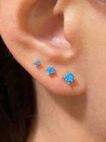 Boucles d'oreilles à tige en argent sterling 925 avec opale (vendues à l'unité ou par 3) | Boucles d'oreilles hypoallergéniques | Boucles d'oreilles pour femmes, filles et hommes (2 mm, 3 mm, 4 mm), vendues à l'unité ou par 3, pas par paire