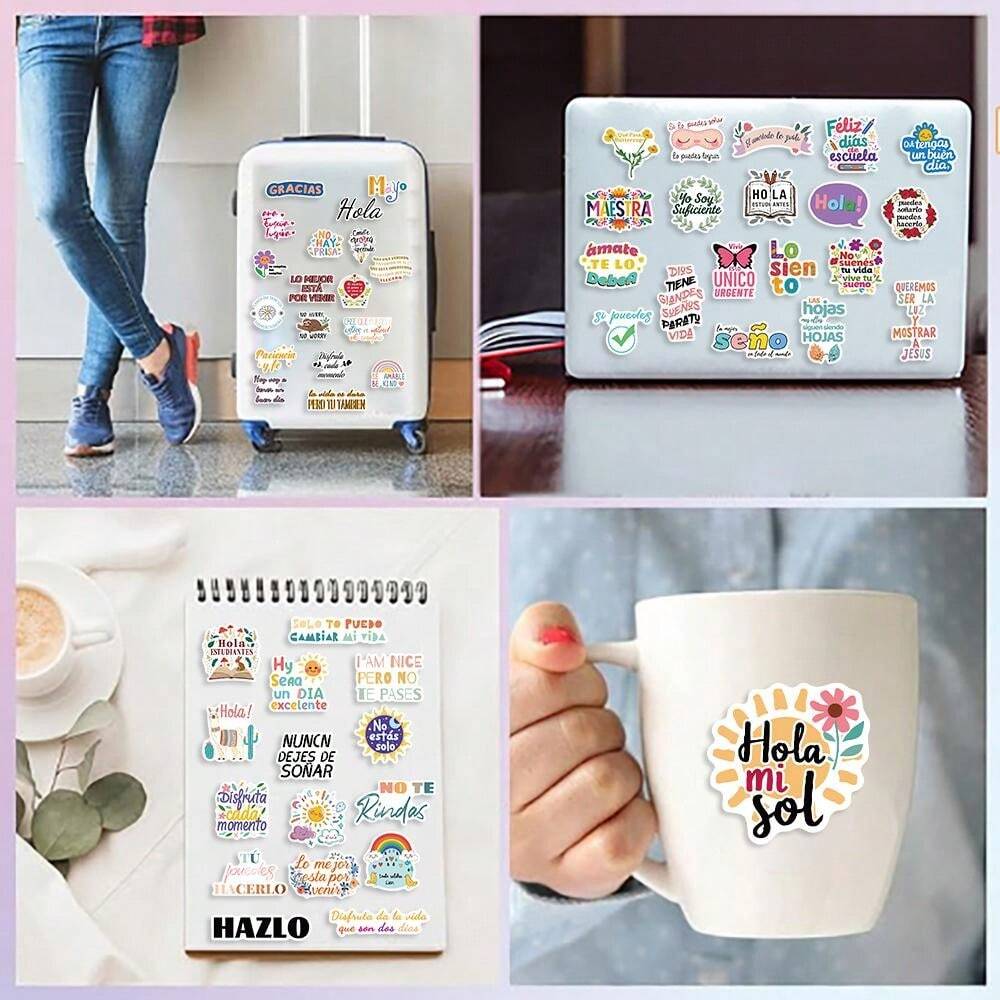 100PCS Spanish Motivational Stickers Vinyl Aesthetics Stickers For