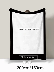 1-częściowy niestandardowy koc flanelowy ze zdjęciem i tekstem, koc świąteczny, koc prezentowy, miękki puszysty wielofunkcyjny koc na plażę na zewnątrz, kemping, salon, sofa, zwierzę, biuro