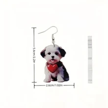 1pair Charming Black Dog Acrylic Earrings - Cute Cartoon Style, Suitable For Party, Wedding And Gift