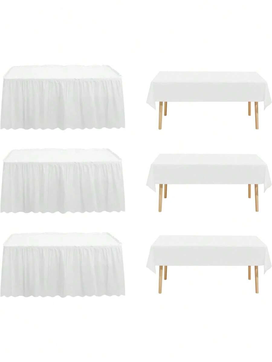 1/3/Pièces Nappe et jupe de table en plastique vert sauge, nappe en plastique jetable rectangulaire 54 X 108 pouces 168 X 29 pouces pour anniversaire mariage Thanksgiving Noël Nouvel An Fête
