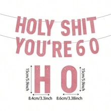 1 Set Rose Gold/Black/Gold Glitter "Holy You're 18 21 30 40 50 60 70 80" Banner, Happy Birthday Celebration Party Decorations