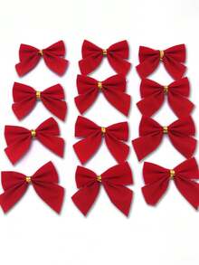 12 件迷你蝴蝶结装饰小巧 DIY 蝴蝶结装饰配件适合作为圣诞树礼物的装饰道具和新年家庭派对装饰 - 彩色 - 查看 11