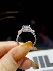 1 buc 3ct diamant rotund triplu design dublu inimă culoare D moissanit diamant inel de logodnă pentru femei din argint sterlin S925 simplu romantic eternity inel de aniversare de nuntă bijuterii de lux cadouri