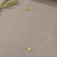 1 chiếc vòng cổ mặt trái tim bạc Sterling 925 sang trọng tối giản, quà tặng mặc hàng ngày cá nhân hóa thời trang cho phụ nữ - vàng vàng - Xem 3