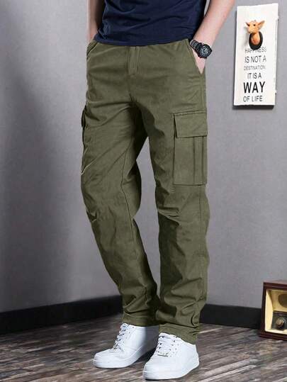 1pc Teen Boy Casual Loose Fit Cargo Pants, Straight Leg, Outdoor Sports, Suitable For Spring And Autumn