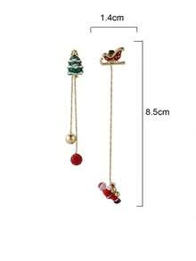 PARERTQH 1 对女士不对称圣诞老人流苏耳环，时尚耳钉，百搭个性化圣诞配饰 - 彩色 - 查看 4