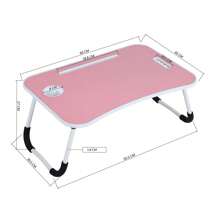 Mesa Plegable Portátil, Mesa para Laptop con Portavasos y Ranura para Tarjetas,Desk Tray Soporte Plegable para Laptop,Multifuncional Mesa Plegable para Cama/Sofa/Trabajo/Comer/Lectura Mesa de lectura para sofá plegable mesa de portátil  Escritorio de Portátil Rosa, Escritorio de Cama Plegable Pequeña - Neblina azul - Ver 7