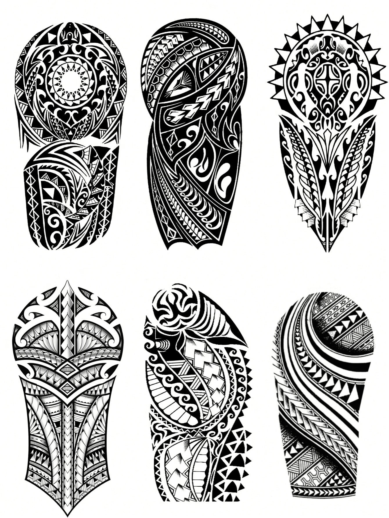 6 Sheets Temporary Tattoo For Men Tribal Totem Tattoo Sticker Half Arm