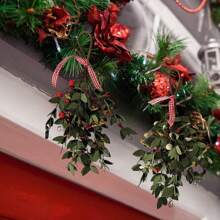 2 đồ trang trí cây tầm gửi Giáng sinh, cành cây tầm gửi nhân tạo, đồ trang trí, đồ trang trí cây tầm gửi, đồ trang trí treo, quả mọng màu đỏ và trắng, dùng để trang trí tiệc Giáng sinh thủ công tại nhà - Nhiều màu - Xem 7