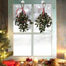 2 đồ trang trí cây tầm gửi Giáng sinh, cành cây tầm gửi nhân tạo, đồ trang trí, đồ trang trí cây tầm gửi, đồ trang trí treo, quả mọng màu đỏ và trắng, dùng để trang trí tiệc Giáng sinh thủ công tại nhà - Nhiều màu - Xem 4