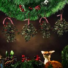 2 đồ trang trí cây tầm gửi Giáng sinh, cành cây tầm gửi nhân tạo, đồ trang trí, đồ trang trí cây tầm gửi, đồ trang trí treo, quả mọng màu đỏ và trắng, dùng để trang trí tiệc Giáng sinh thủ công tại nhà - Nhiều màu - Xem 6