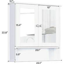 Bathroom Medicine Cabinet With Mirror And Adjustable Shelf, Medicine Cabinets Bathroom Cabinet Wall Mounted For Kitchen, Living Room And Laundry Room, White - trắng - Xem 3