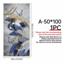 1 幅北欧抽象羽毛蝴蝶帆布海报印刷帆布画摇钱树墙壁艺术客厅家居装饰画无框 - 彩色 - 查看 12