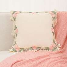 1 件蕾丝边装饰枕套，无内衬，方形，适合客厅沙发装饰 - 彩色 - 查看 15