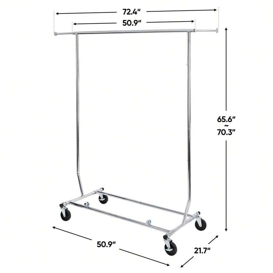 Rolling Garment Rack Collapsible Clothing Hanging On Wheels Silver