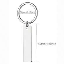 1 Móc khóa hình cô bằng thép không gỉ có mặt hình cây trái tim - Quà tặng tri ân khắc, hình thuôn dài có chữ, móc khóa trang trí cho nữ, lý tưởng cho ngày lễ tình nhân và Giáng sinh - Móc khóa hình nhẫn - Bạc - Xem 2