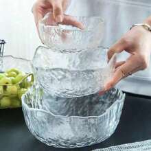 3pcs/Set Golden-Edged Glass Salad Bowl, Glass Bowl Set, Suitable For Home Kitchen Restaurant, Kitchenware, Tableware Accessories School Supplies,Christmas Gift