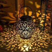 1PC Vintage-Style Solar LED Lantern With Handle - Outdoor Hanging Light For Garden, Patio & Lawn Decor