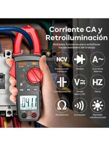 Digital Clamp Meter 4000 Counts, Auto-Ranging Clamp Multimeter, Measures AC Voltage, Current, Resistance, Capacitance, Frequency, Diode Test, NCV Test, Hook Multimeter, Clamp Meter With NCV And Backlit Display, Capacitance Multimeter, Resistance, Live Wire Tests, Diodes, Continuity - Red - View 1