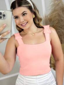 TRICOZHU TRICO-ZHU Cropped Tricot Modal / Cropped Tank Top / Trico Tank Top / / Blogger Fashion / Shipping 24hrs 2024 - Màu Hồng baby - Xem 2