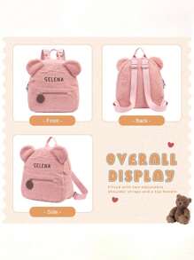 1pc Customized Name Teddy Bear Backpack, Unisex Embroidered Student Backpack, Customized Embroidered Bag, Preschool Backpack, Zipper Bag, Teddy Bear Bag, Plush Doll Bag, Daypack, Travel Bag, Cute Teddy Bear Design, Cartoon Zipper Pocket, Lightweight, Student Lightweight Backpack, Waterproof Cute & Practical Student Backpack, Large Capacity & Multi-Pocket Design, Portable, Colorful, Cute, Suitable As Birthday Gift, Holiday Gift, Commemorative Gift For Family, Friends,New Year Glamour - Multicolor - View 3