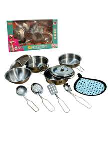 Fun Children's Stainless Steel Metal Cookware Set Kit 11 Pieces - 銀色 - 查看 3