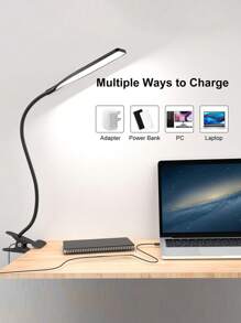 1pc LED Swing Arm Desk Lamp, Flexible Gooseneck Work Light, Eye-Caring Architect Lamp With Switch, USB Power Cord, Functional Desk Lamp For Home Office (Black/White) - White - View 5