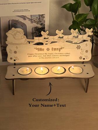 Customized Personalized Name & Text Engraved Handmade Wooden Christmas Chair Candlestick, Thanksgiving Gift, Mother's Day Gift, Christmas Gift, Warm Home Decor, Holiday Atmosphere Decor, Holiday Party Decor, Cozy Home Decoration