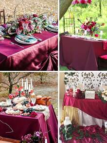 1 件 145*180cm/145*260cm 黑色/酒红色/紫色矩形桌布，亮缎桌布，光滑布艺桌布，适用于婚宴、派对活动、生日庆祝餐桌装饰 - 彩色 - 查看 6