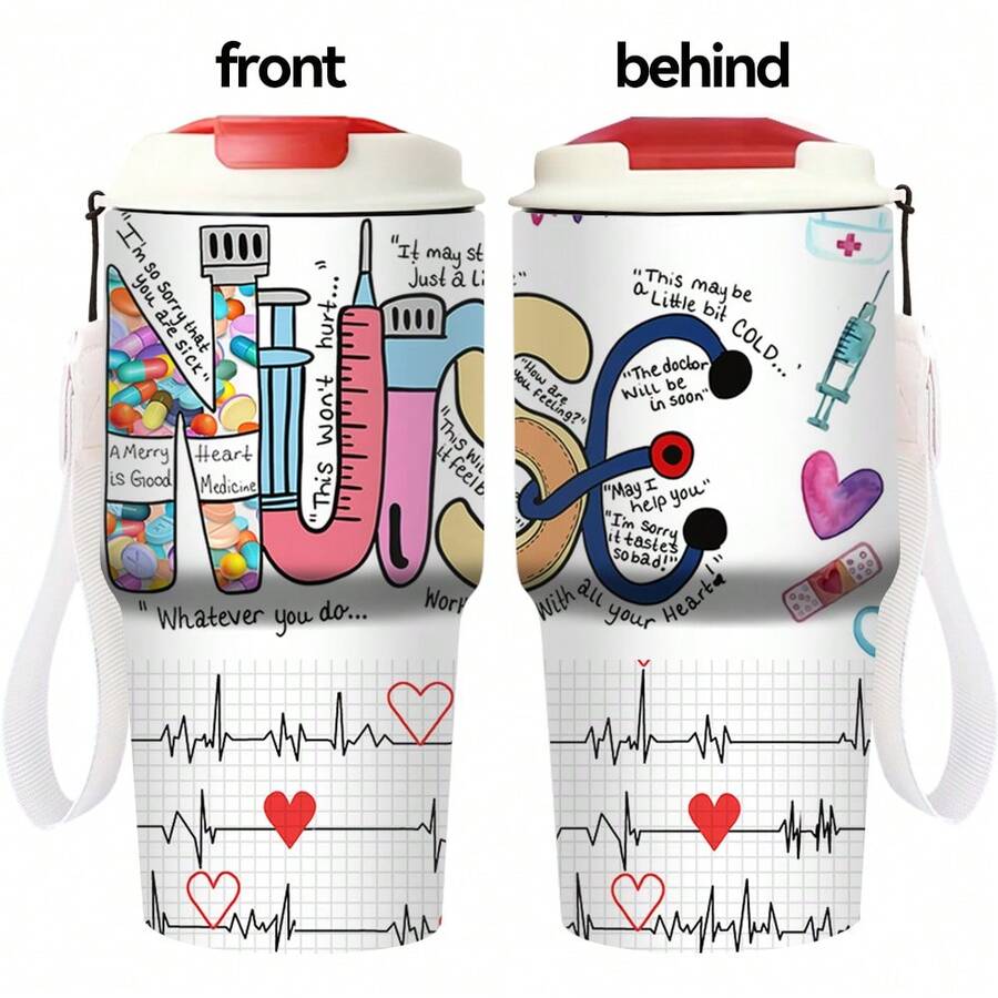 20oz | Cốc thủy tinh | Cốc du lịch và cà phê cách nhiệt chân không hai lớp, thích hợp sử dụng tại văn phòng, thân thiện với giá đỡ cốc, quà tặng tri ân cho y tá - Nhiều màu - Xem 1