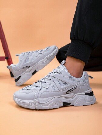 2024 Autumn Men's Breathable Mesh Sneakers, Anti-Slip Casual Thick Sole Chunky Shoes, Odor-Resistant New Arrival Platform Casual Sports Shoes