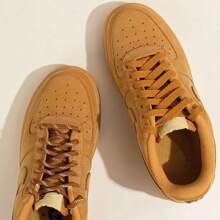1 Cặp Dây Giày Phẳng Tròn Màu Lúa Mì Cho Nam Nữ Mùa Thu Dây Giày Nâu Thể Thao Bóng Rổ Giày Thể Thao Thường Ngày Cao Cổ Vải Canvas Dây Giày - Phong cách phẳng màu nâu - Xem 3