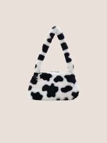 1pc Autumn/Winter New Plush Leopard Print Tote Bag, With Interior Storage Space, Zipper Closure, Top Handle Design, Suitable For Outfits, Storage, And Outdoor Shopping. Also Available In Tiger Print And Cheetah Print Designs. - Brown - View 13