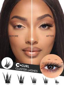 GROINNEYA 6 排自粘睫毛无需胶水无需卸妆 DIY 睫毛延长自然纤细睫毛簇妆容 (MJ03) - C - 查看 1