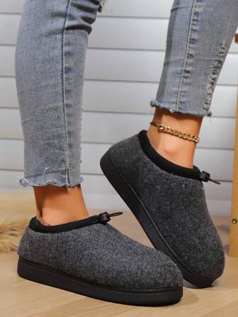 Zapatillas de casa de mujer con talón cerrado y cuello con cordón, zapatos cómodos para uso en interiores y exteriores