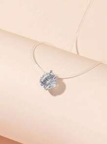 1 peça Elegante Delicado Colar com Corrente Dourada e Pedra de Zircônia Redonda, Adequado para Uso Casual durante todo o Ano por Mulheres e Meninas