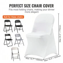 12Pcs White Stretch Spandex Folding Chair Covers, Universal Fitted Chair Cover, Removable Washable Protective Slipcovers, For Wedding, Holiday, Banquet, Party, Celebration, Dining, Christmas Decor - White - View 3