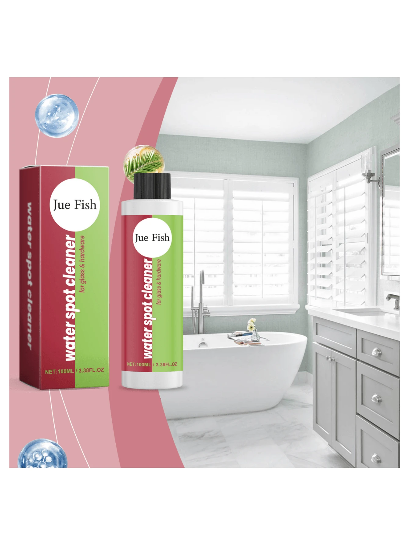 Bathroom Stain Remover, Glass Door, Bathtub, Tile, Scale And Residue