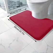 1pc Premium Plush Bathroom Mat (U-Shaped), Solid Color, Soft, Absorbent, Machine Washable, Non-Slip, Fade Resistant, Suitable For Bathroom, Kitchen, Laundry Room, Bedroom, Shower Room Decor Bathroom Accessories Back To School